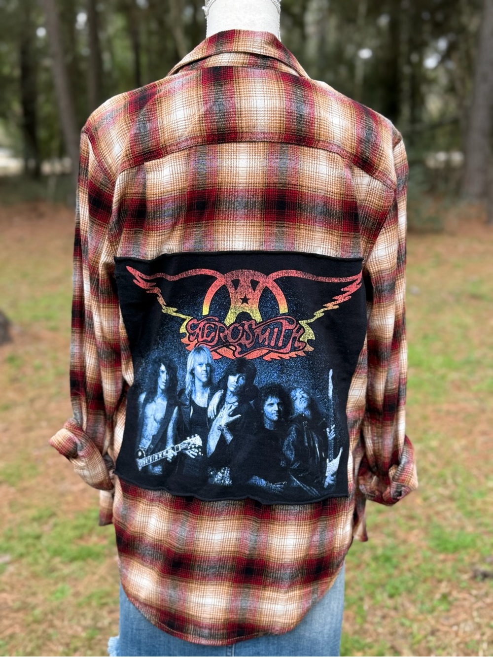 Upcycled Men's Aerosmith flannel